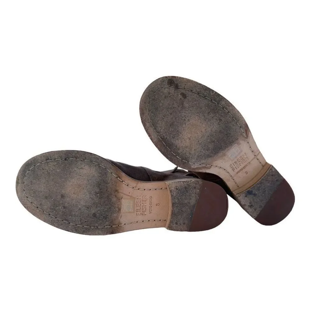 Eileen fisher all leather snap back convertible boots women’s size 5 brown